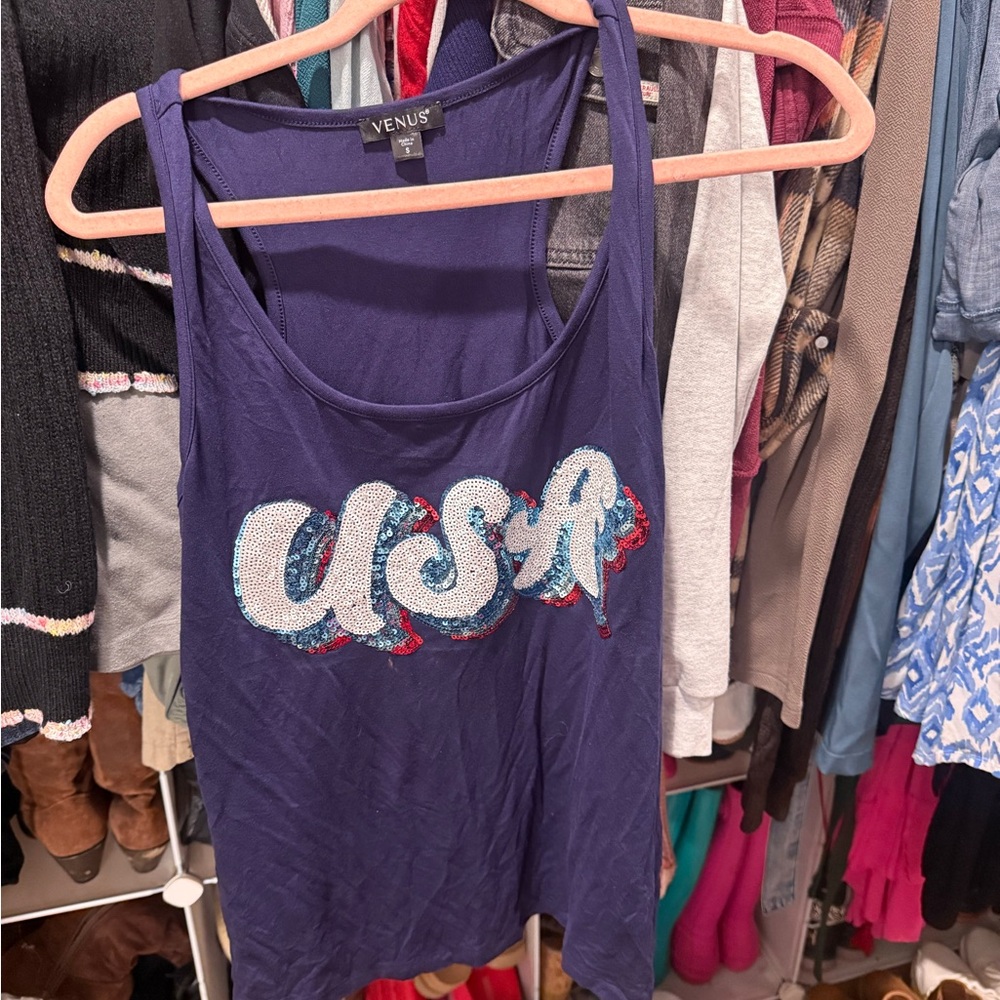 VENUS Women's Navy USA Tank Top